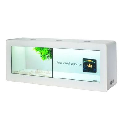 55인치 투명 LCD 쇼케이스 (정전식 터치 및 1x2 분할 벽 LCD 디스플레이 캐비닛 포함)