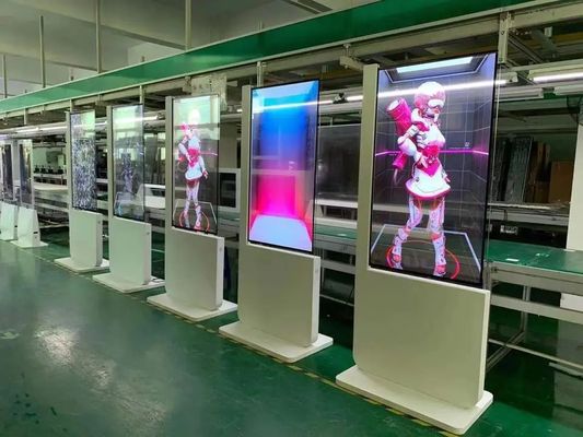 OLED 55 인치 투명 터치 스크린 디스플레이 바닥 스탠드 모두 하나의 모니터