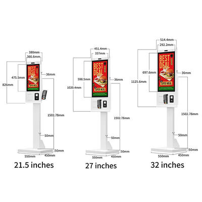 32 Inch Self Ordering Kiosk with 10-Point Capacitive Touch and Multiple Interfaces for Fast Food Restaurants